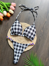 Maillot de bain imprimé bikini en corde tressée avec sac triangulaire Maillot de bain de plage